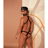 Atuendo de gato negro, con orejas y cola, para hombre
